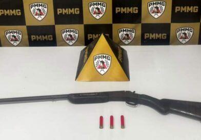 PM apreende espingarda e munições escondidas em área de mata em Itabira