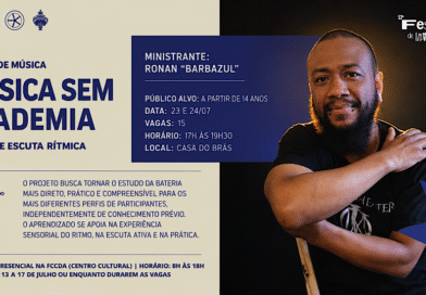 Músico itabirano propõe método democrático para o ensino da bateria em oficina no Festival de Inverno