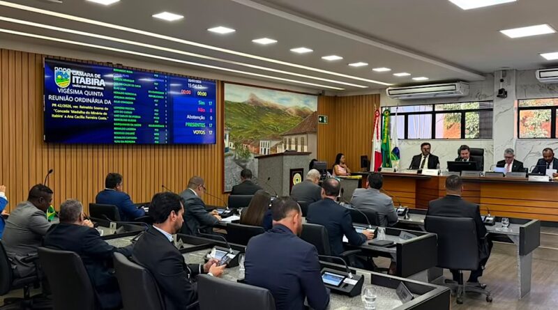 Câmara de Itabira realiza 25ª Reunião Ordinária com votação sobre IPTU, homenagens e ações voltadas à educação e prevenção de riscos