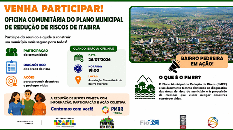 Comunidade de Itabira é convidada a participar da construção do Plano Municipal de Redução de Riscos