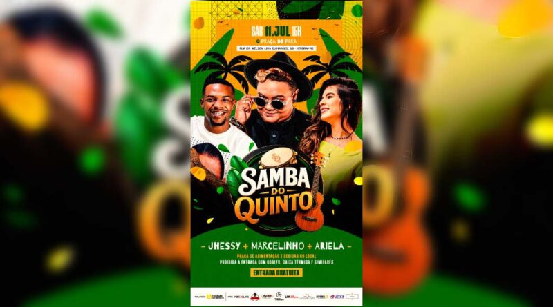 Samba do Quinto leva música gratuita às praças de Itabira a partir de julho